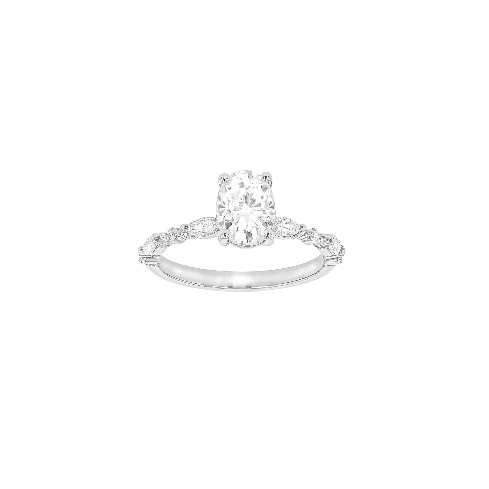 8x6mm Kelly Oval Moissanite Ring - Platinum - Size 16 (K) - Eliise Maar Jewellery