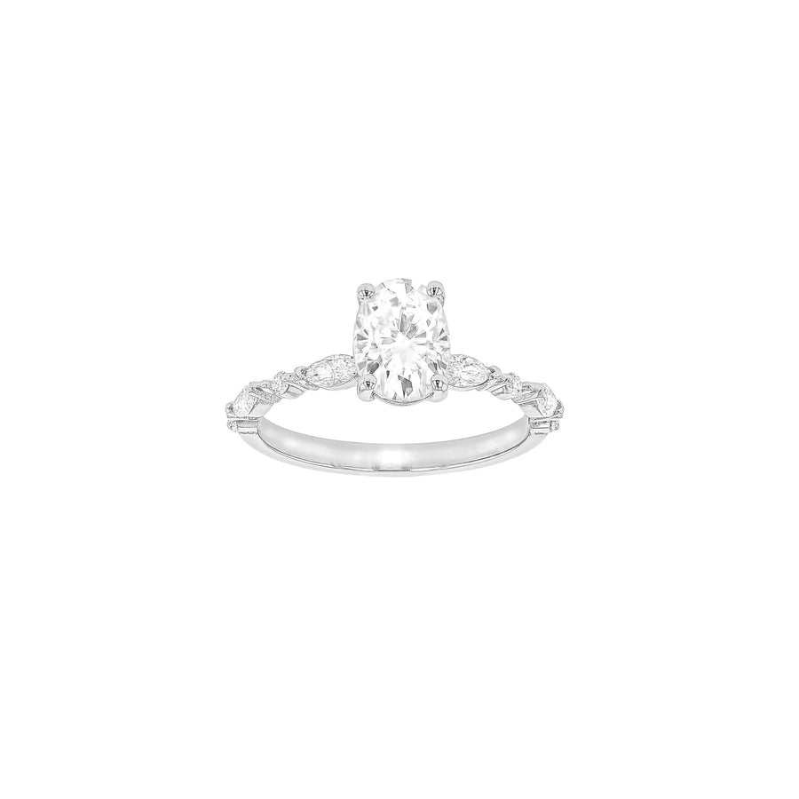 8x6mm Kelly Oval Moissanite Ring - Platinum - Size 16 (K) - Eliise Maar Jewellery