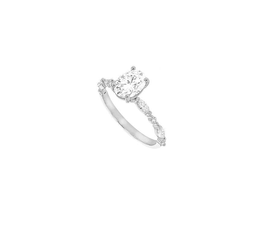 8x6mm Kelly Oval Moissanite Ring - Platinum - Size 16 (K) - Eliise Maar Jewellery