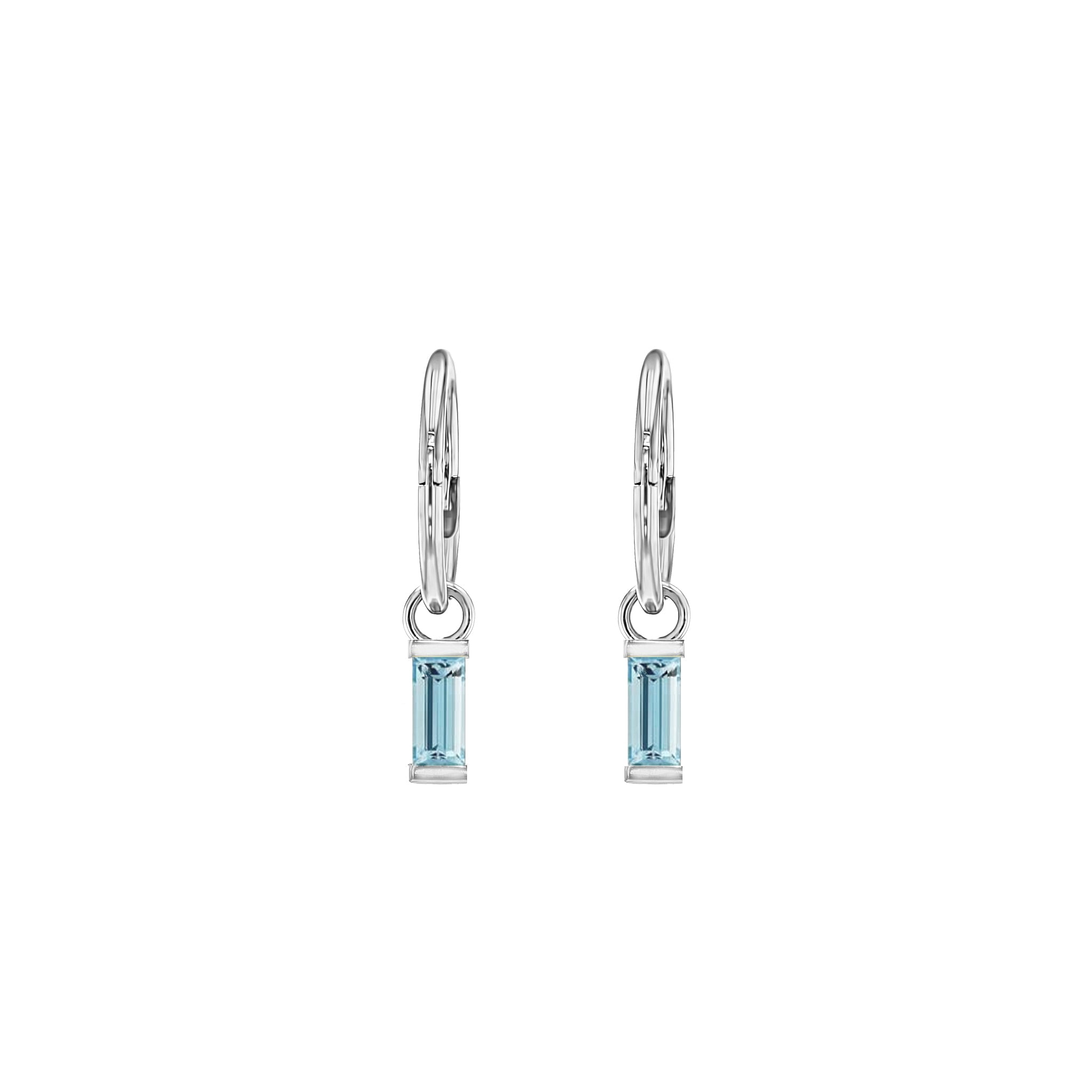 Baguette Aquamarine Sleeper Earrings - Eliise Maar Jewellery