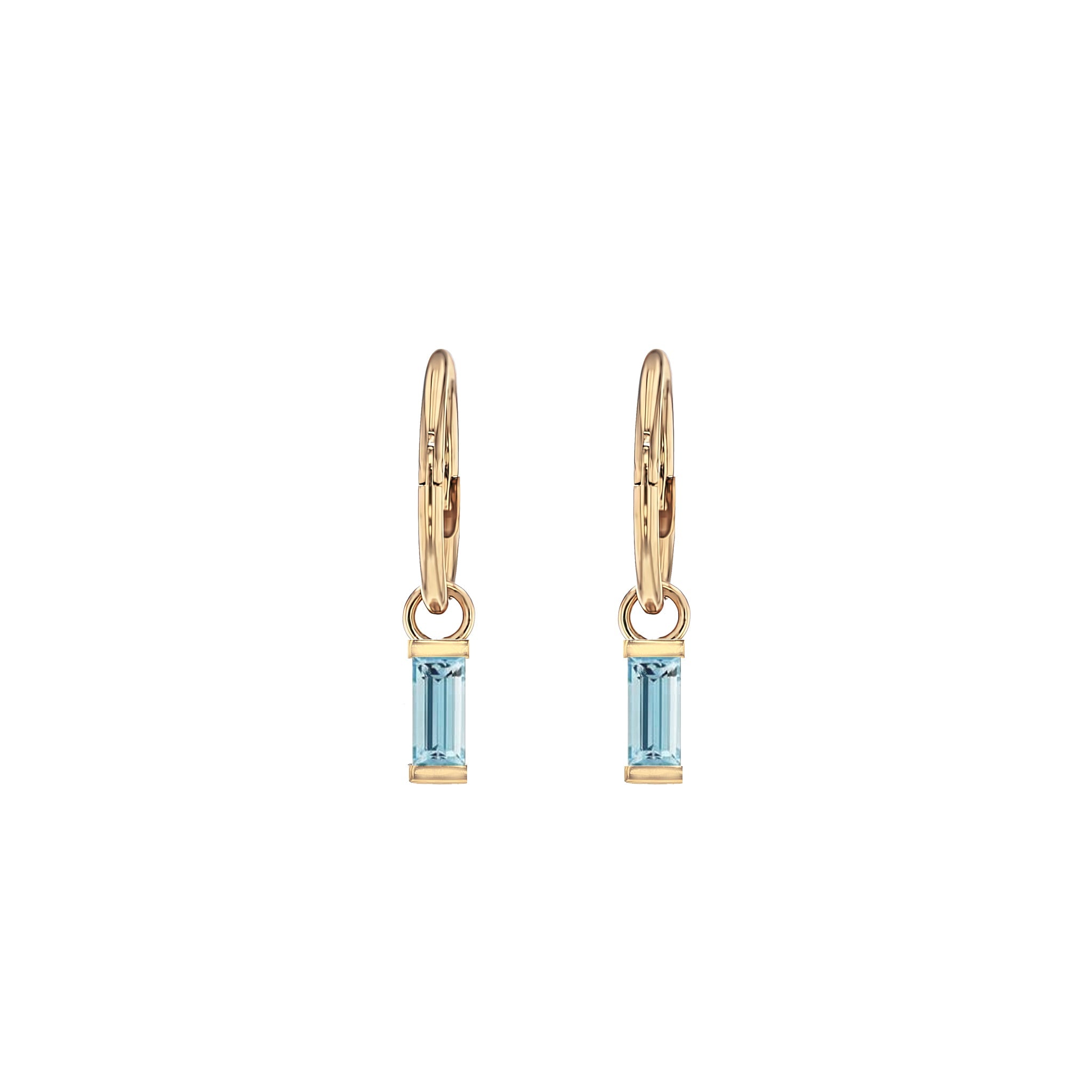 Baguette Aquamarine Sleeper Earrings - Eliise Maar Jewellery