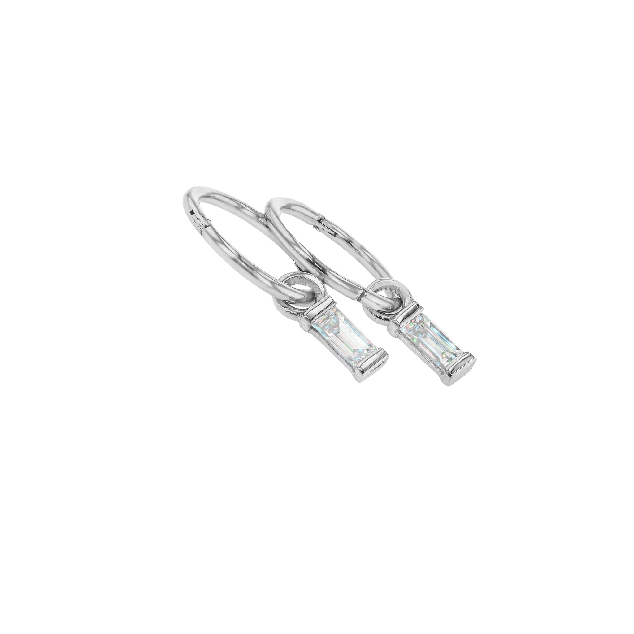 Baguette Diamond Sleeper Earrings - 9K White Gold - Lab Grown Diamonds - Eliise Maar Jewellery