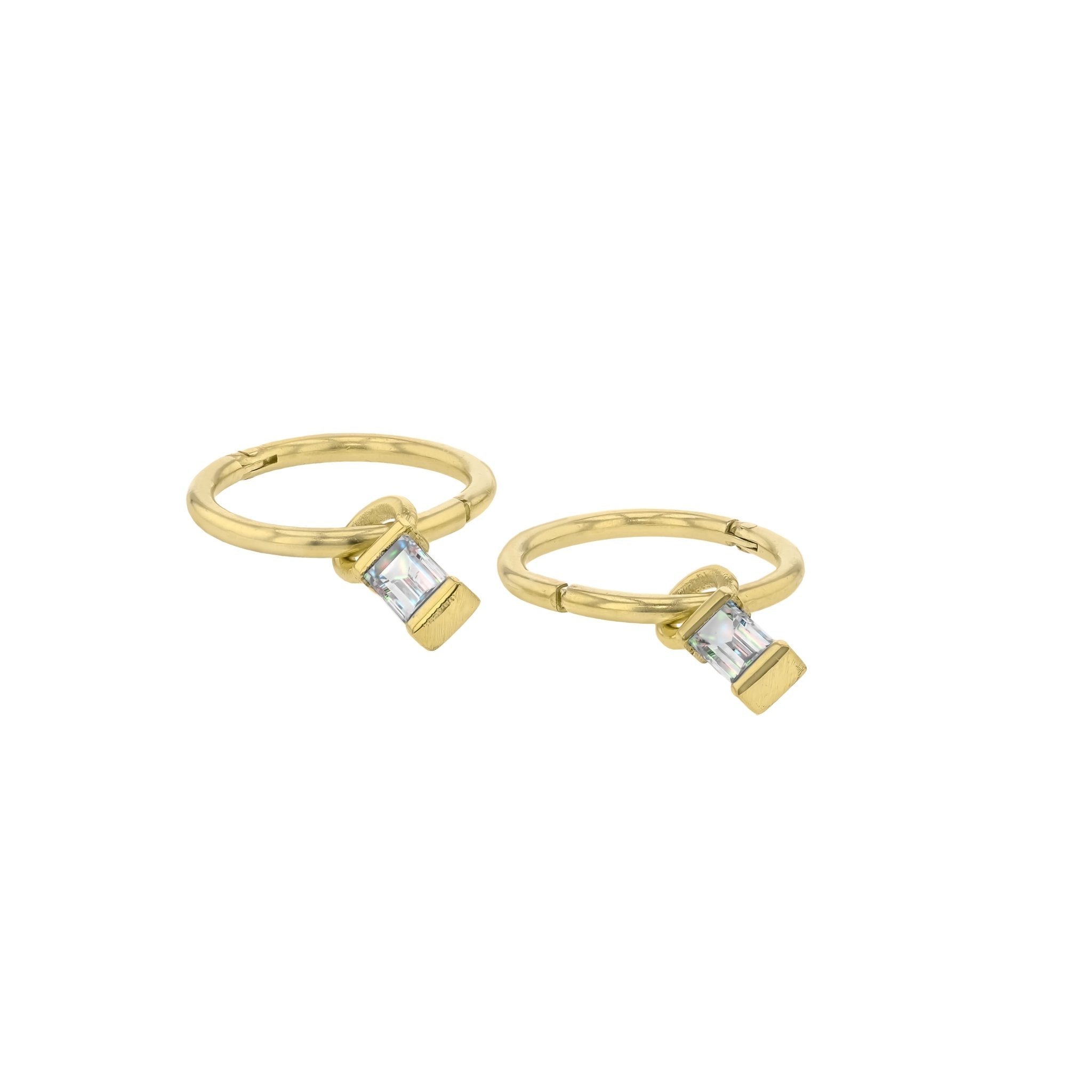 Baguette Diamond Sleeper Earrings - 9K Yellow Gold - Natural - Eliise Maar Jewellery