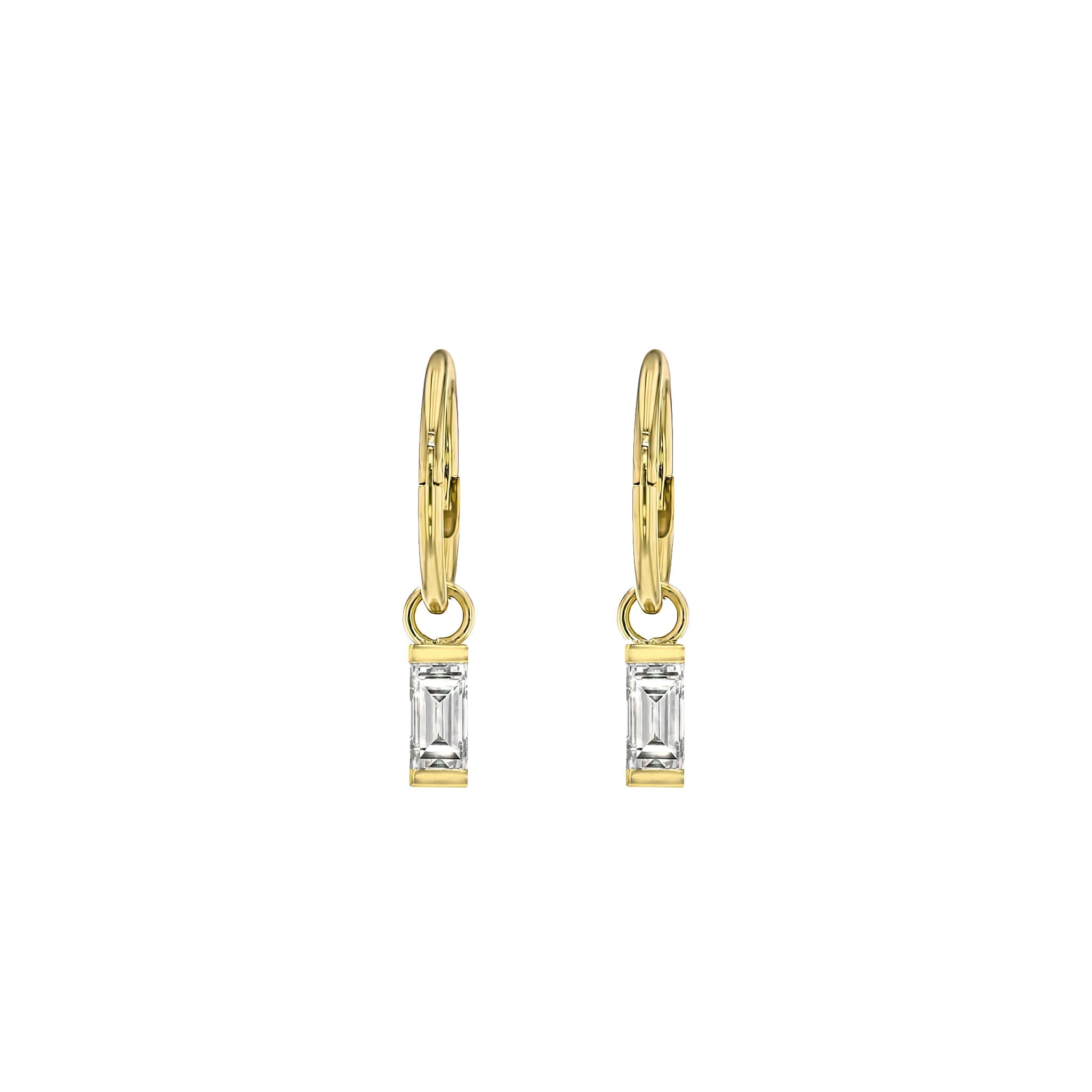 Baguette Diamond Sleeper Earrings - 9K Yellow Gold - Natural - Eliise Maar Jewellery