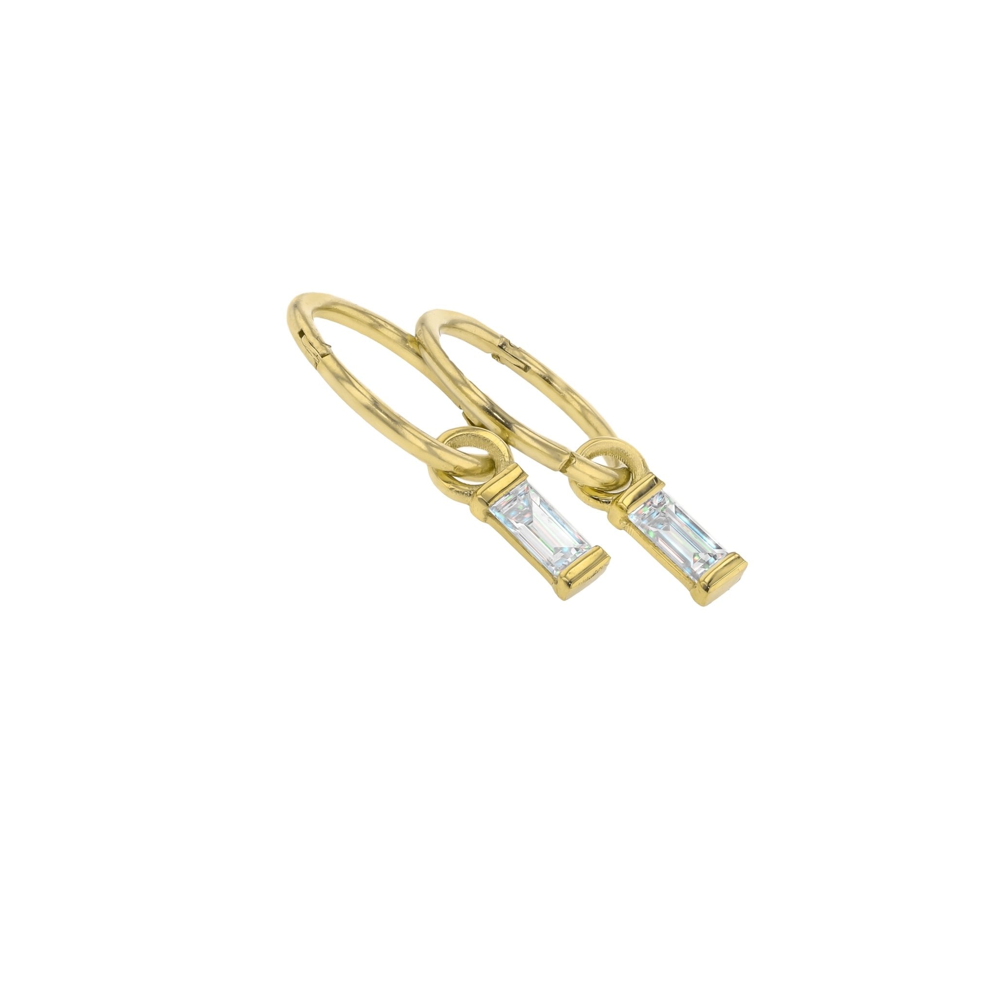 Baguette Diamond Sleeper Earrings - 9K Yellow Gold - Natural - Eliise Maar Jewellery