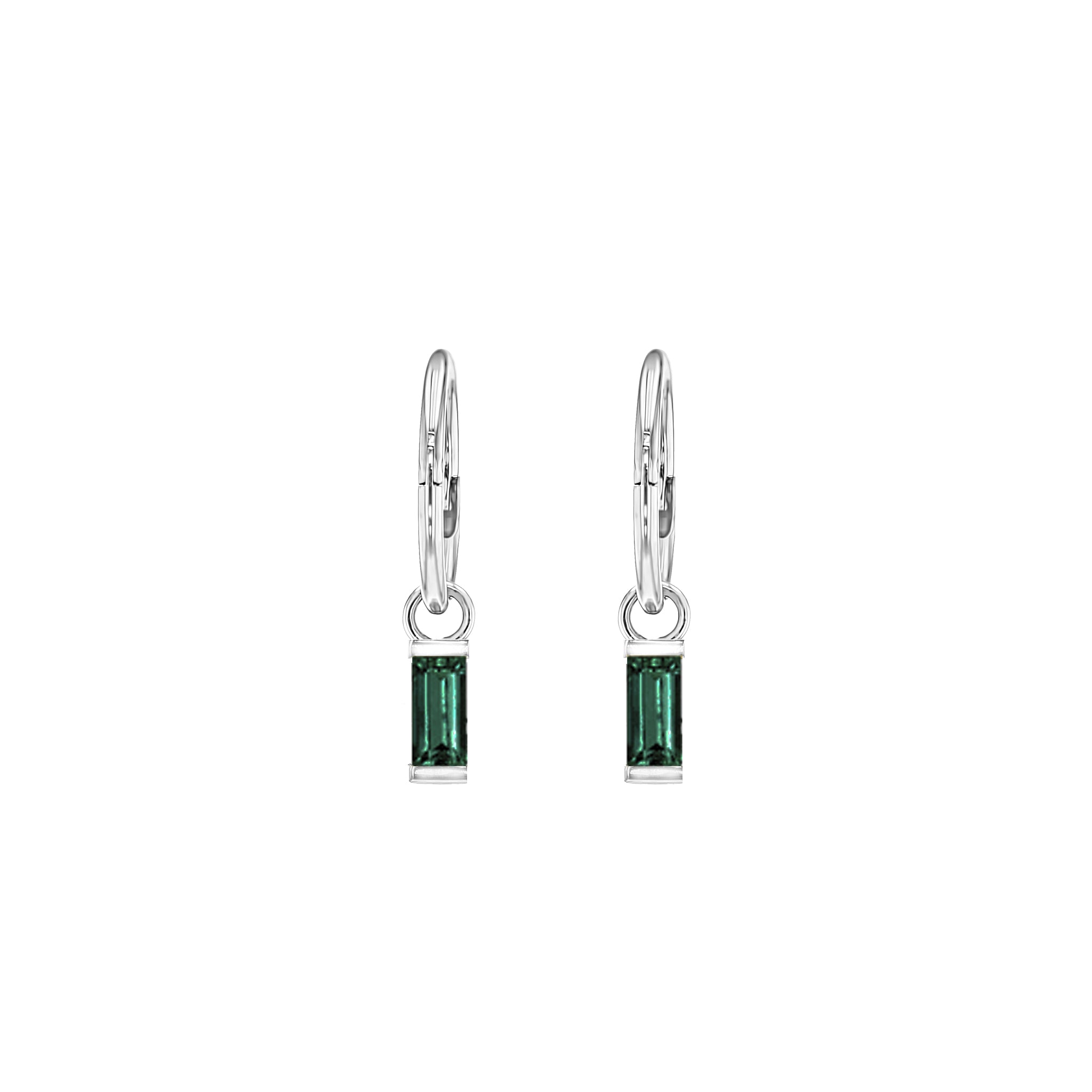 Baguette Emerald Sleeper Earrings - Eliise Maar Jewellery