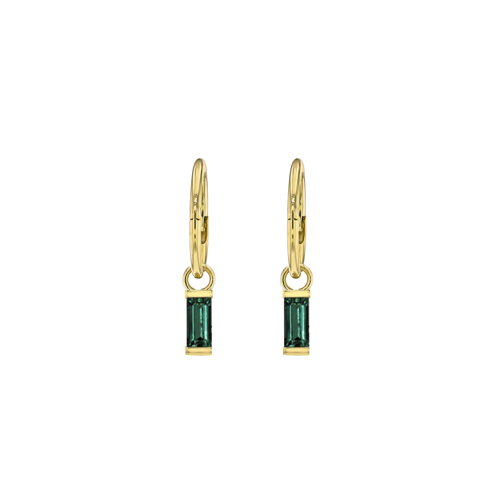 Baguette Emerald Sleeper Earrings - Eliise Maar Jewellery