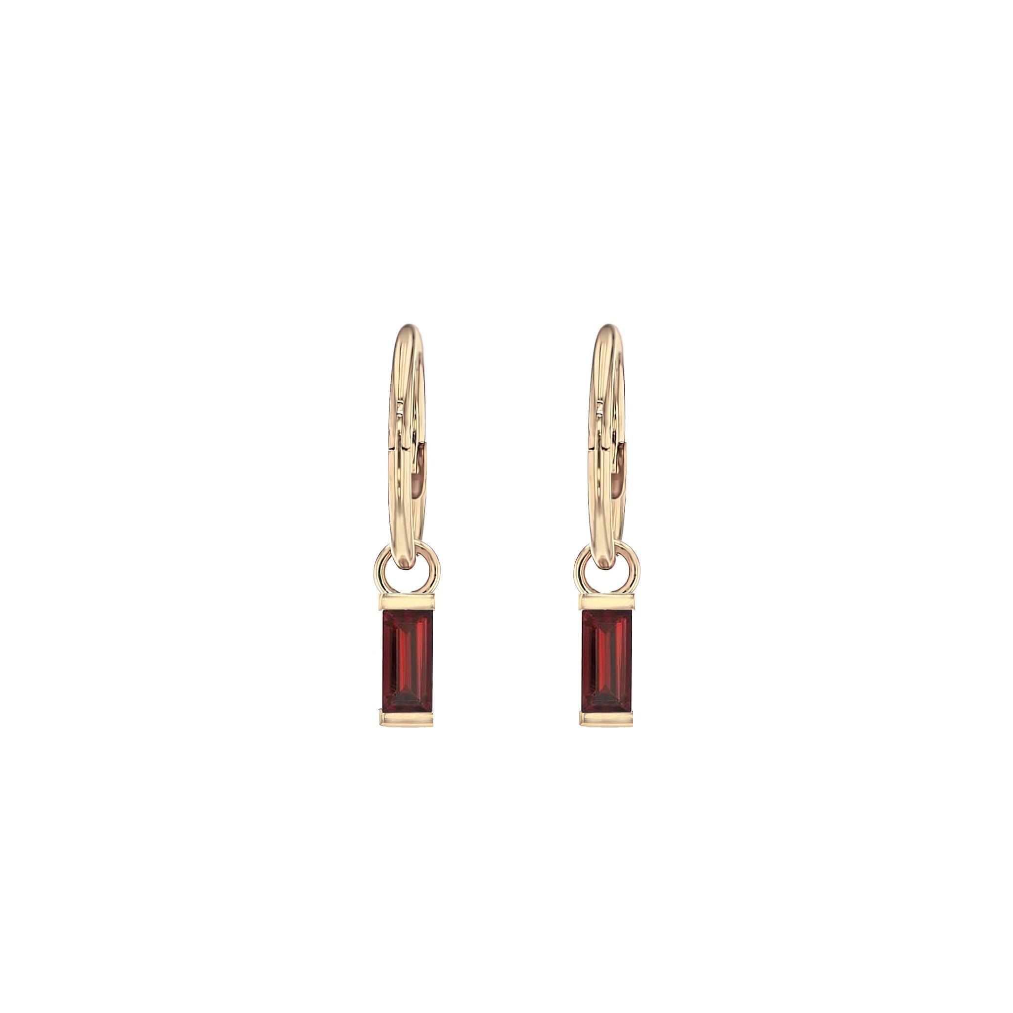 Baguette Garnet Sleeper Earrings - Eliise Maar Jewellery