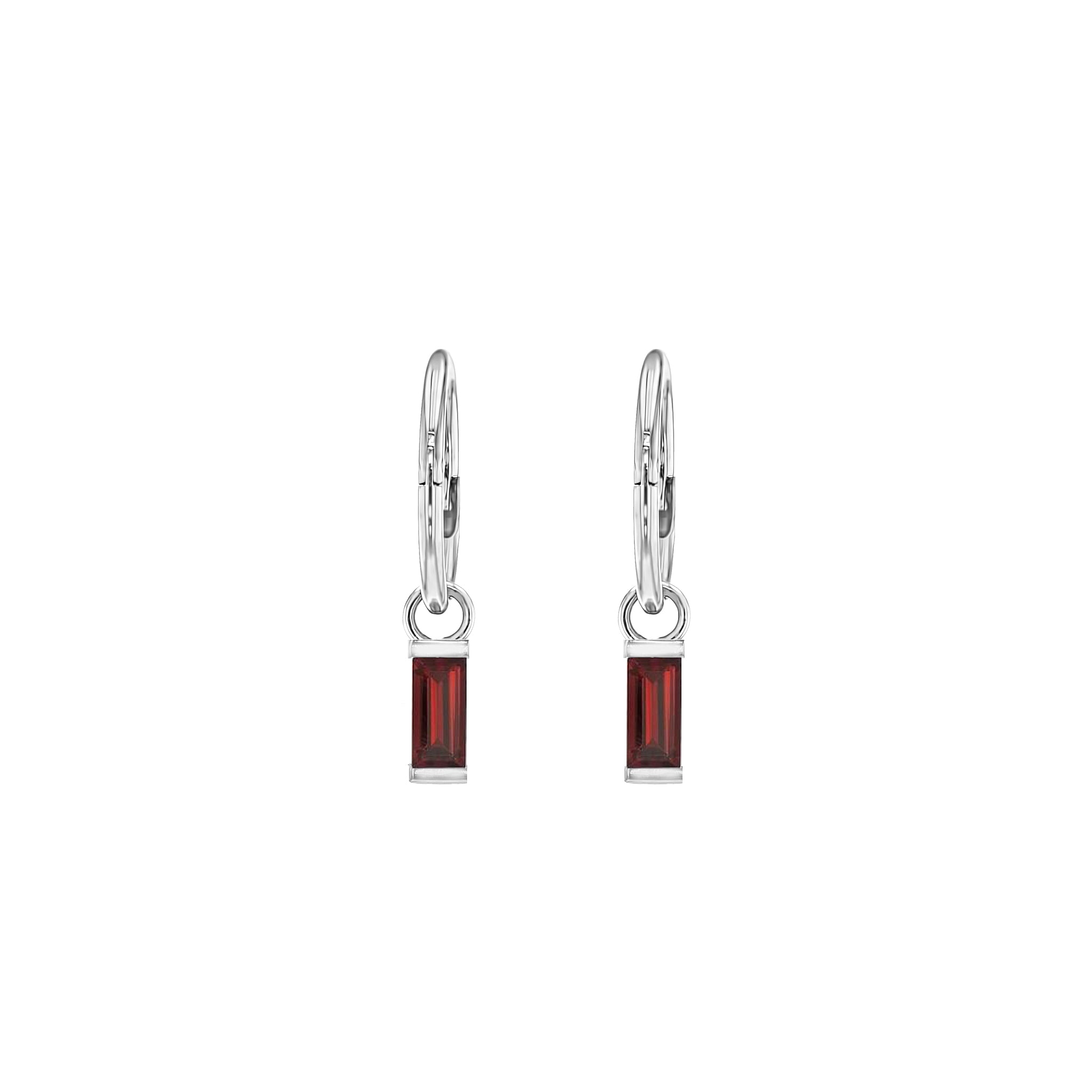 Baguette Garnet Sleeper Earrings - Eliise Maar Jewellery