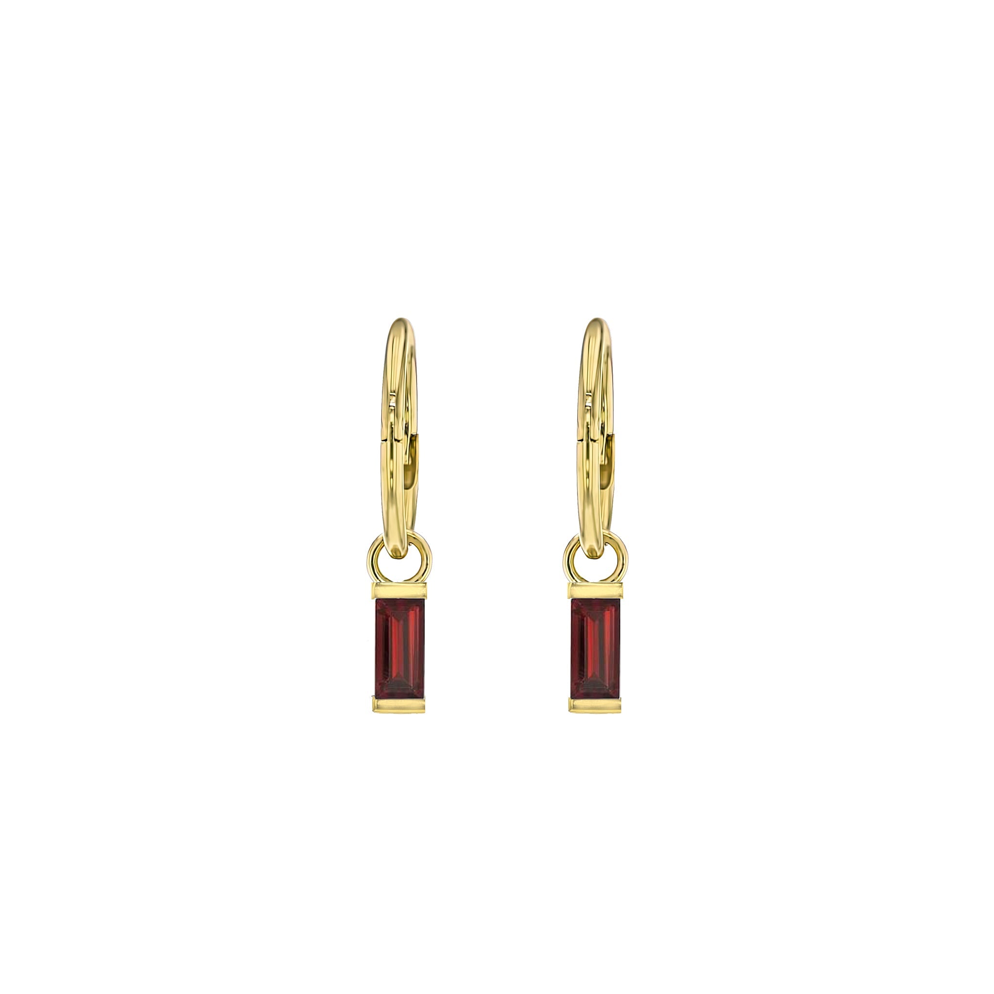 Baguette Garnet Sleeper Earrings - Eliise Maar Jewellery