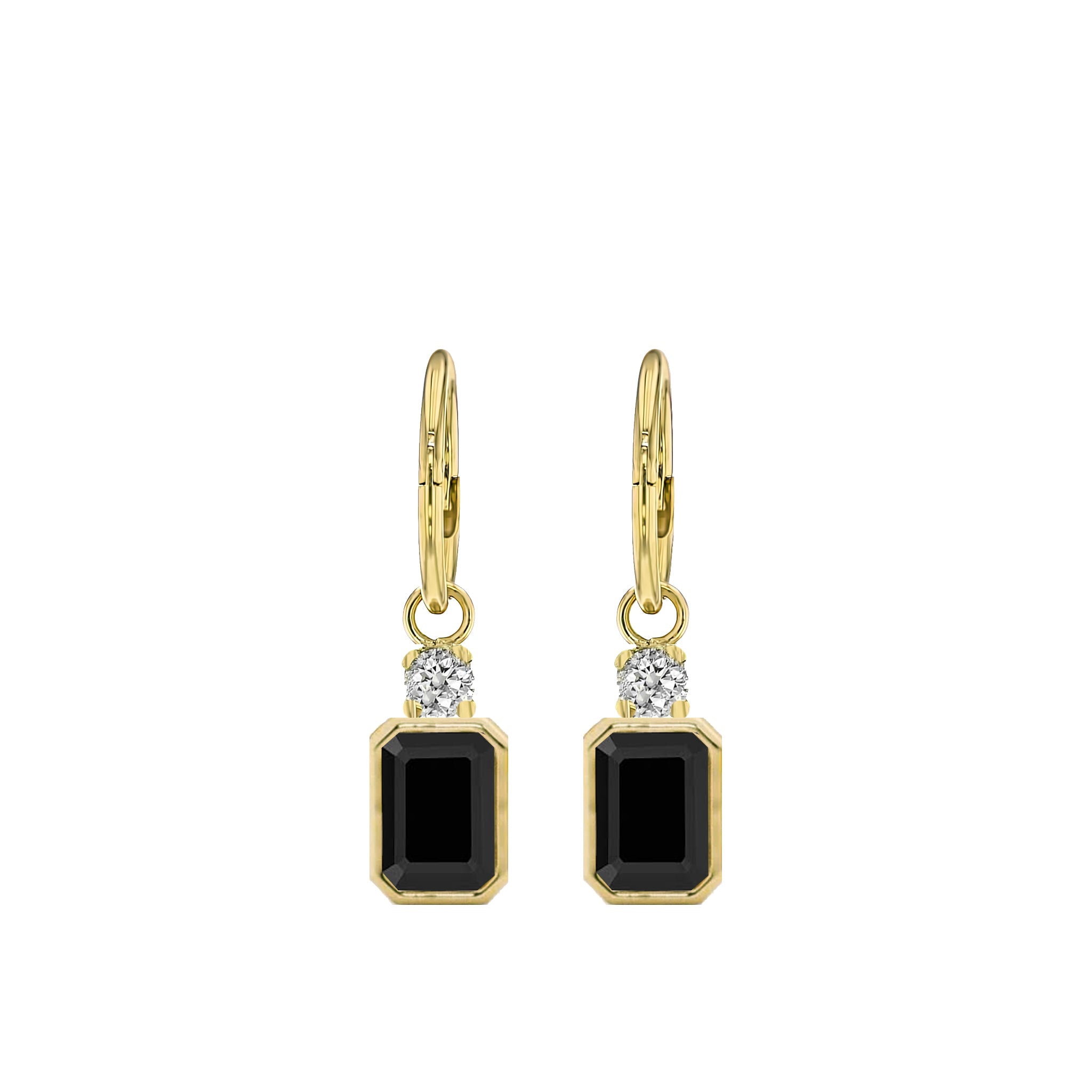 Bezel Spinel and Diamond Sleeper Earrings - Eliise Maar Jewellery