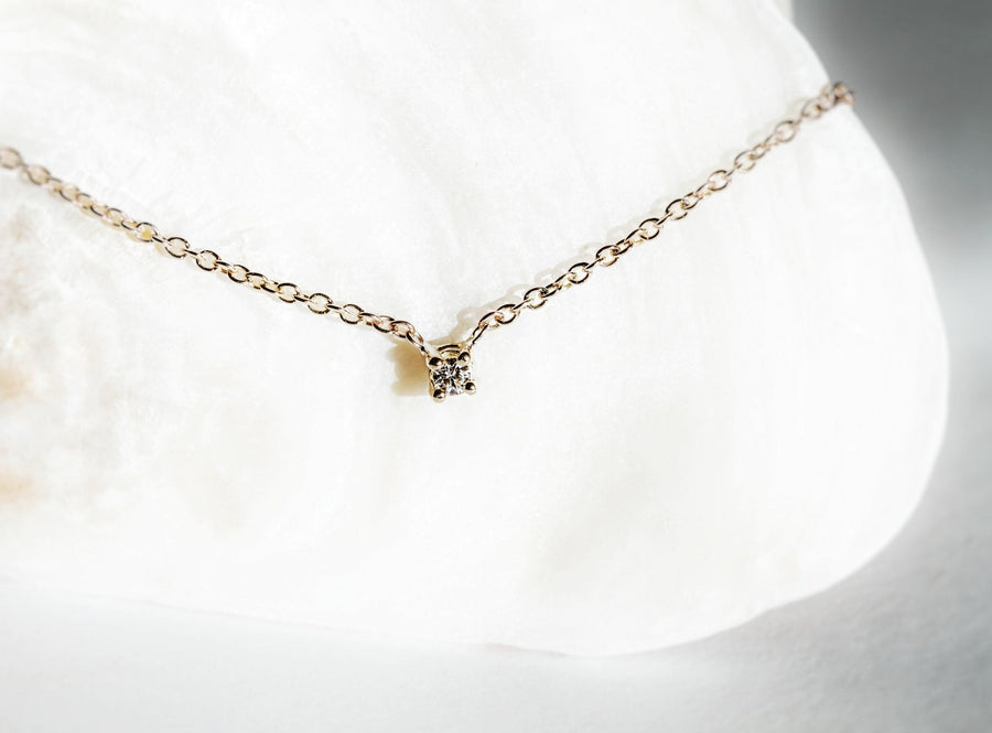Dainty Diamond Necklace 0.03ct - 9K Yellow Gold - 50cm - Eliise Maar Jewellery