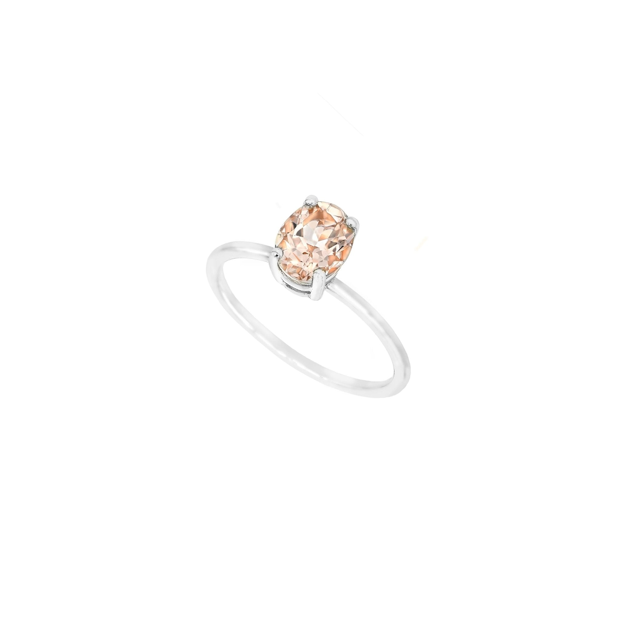 Dainty Love Morganite Ring - Size K 1/2 - 18K White Gold - Eliise Maar Jewellery