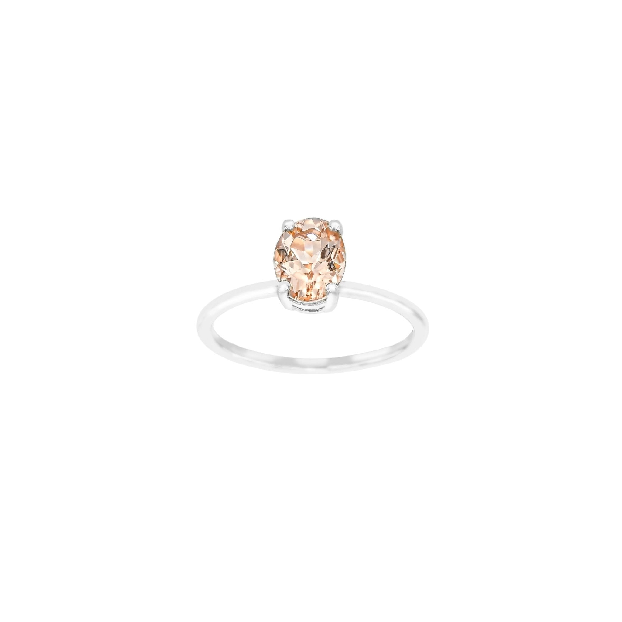 Dainty Love Morganite Ring - Size K 1/2 - 18K White Gold - Eliise Maar Jewellery