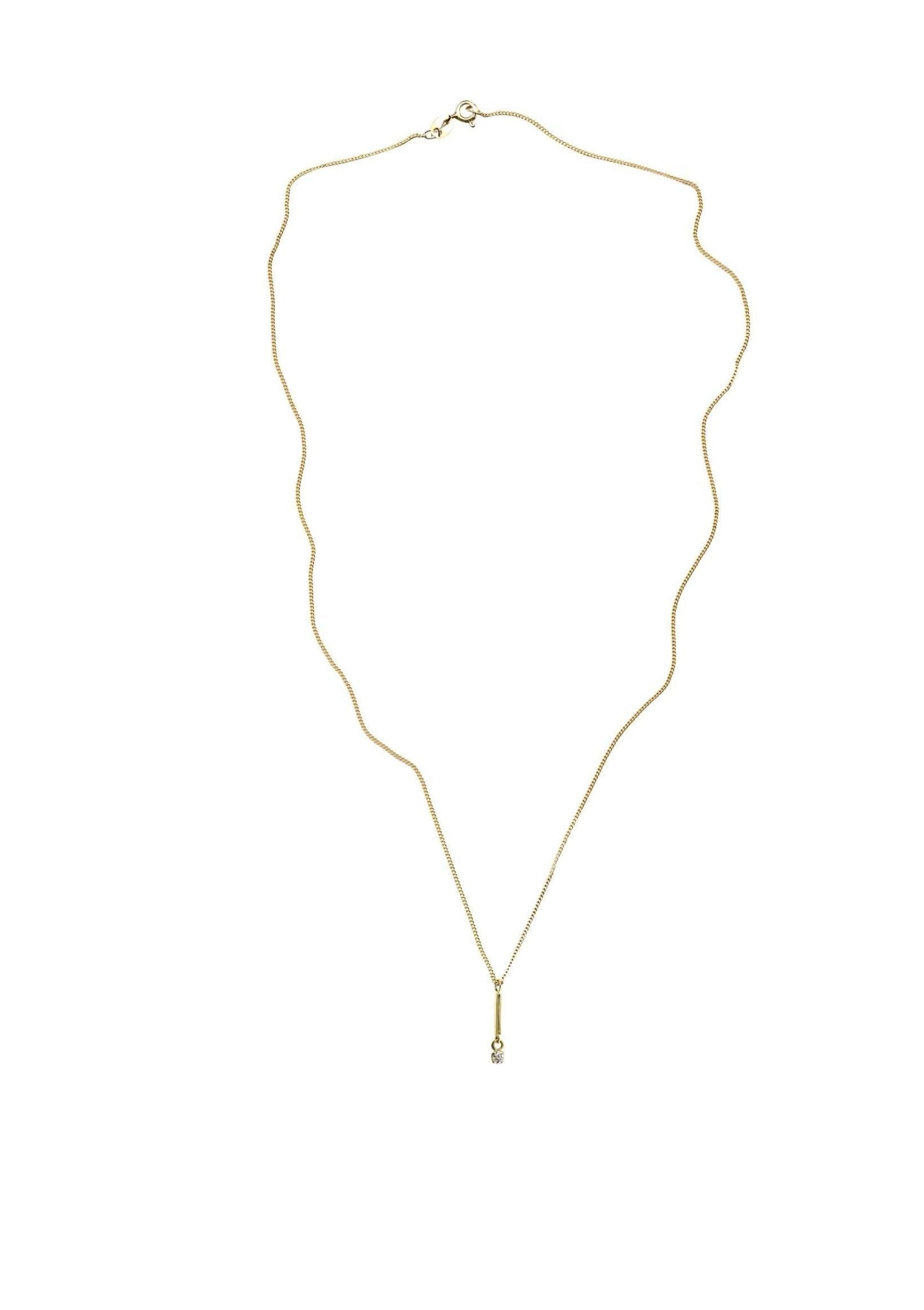 Diamond Gold Bar Necklace - 9K Yellow Gold - 45cm - Eliise Maar Jewellery