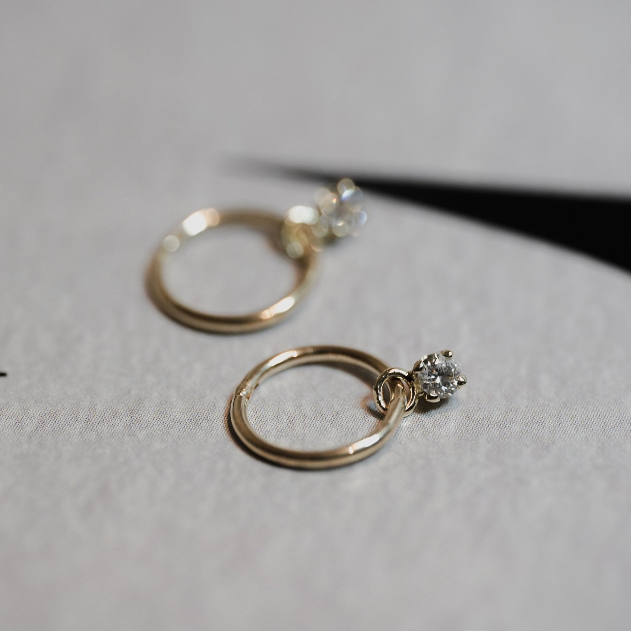 Diamond Sleeper Earrings - Natural Diamonds - 9K Yellow Gold - Eliise Maar Jewellery