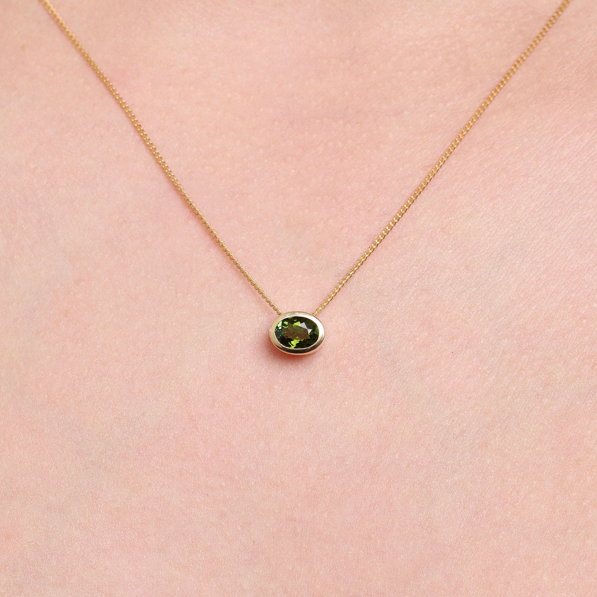 East - West Green Tourmaline Necklace - Eliise Maar Jewellery