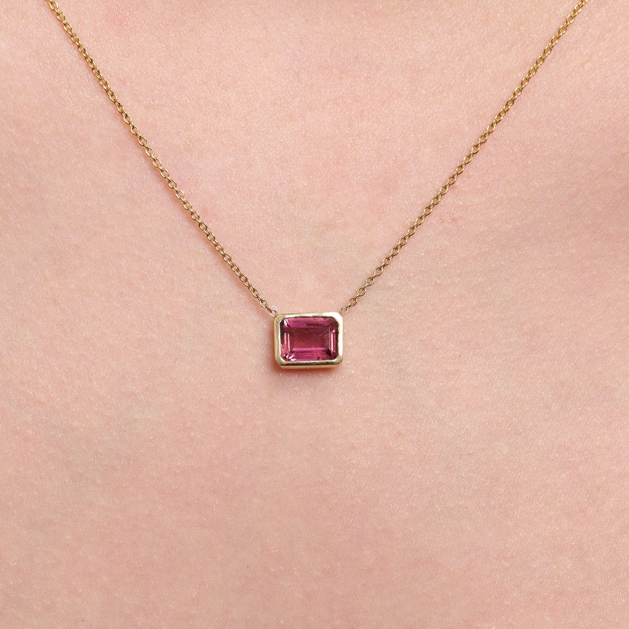 East - West Pink Tourmaline Necklace - Eliise Maar Jewellery