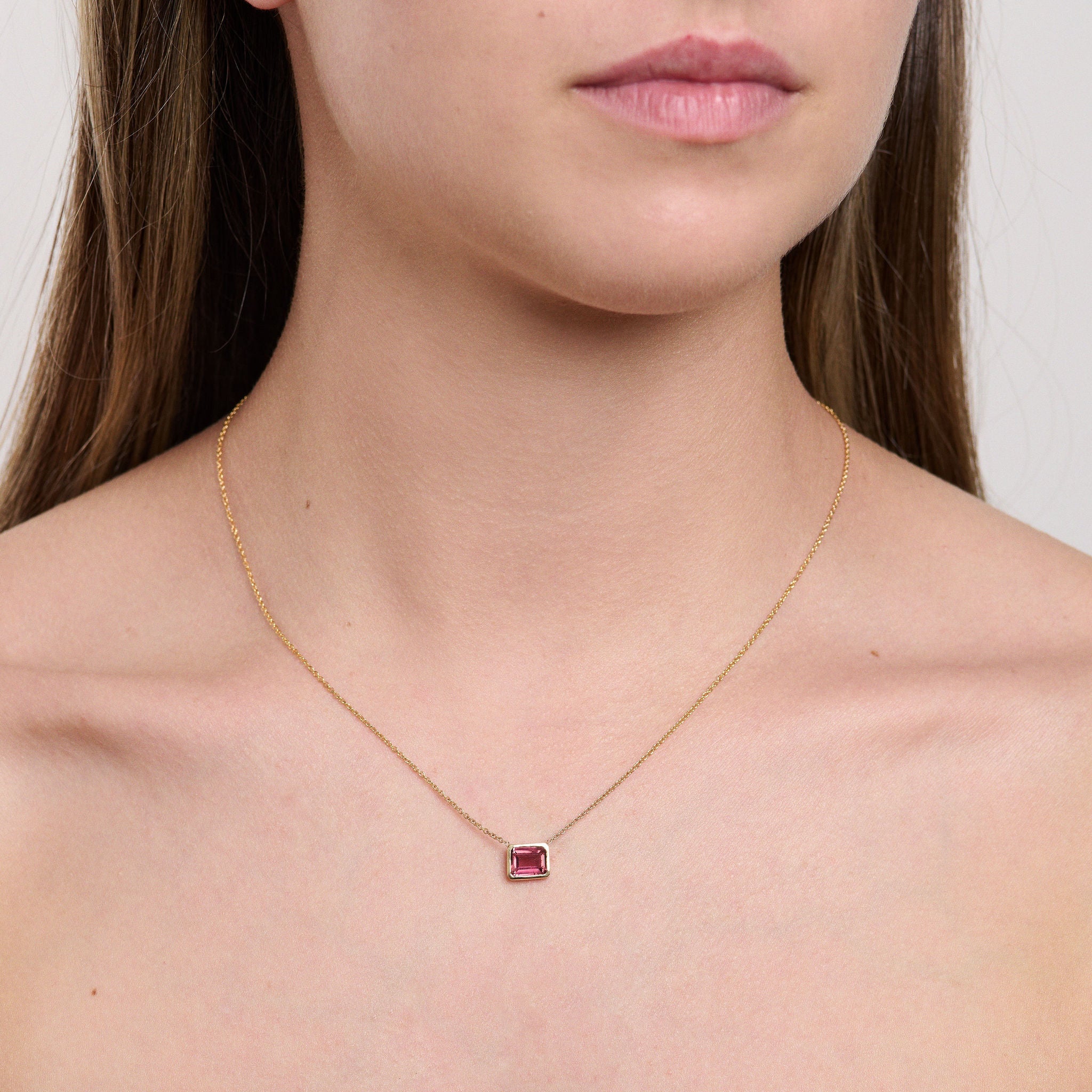 East - West Pink Tourmaline Necklace - Eliise Maar Jewellery