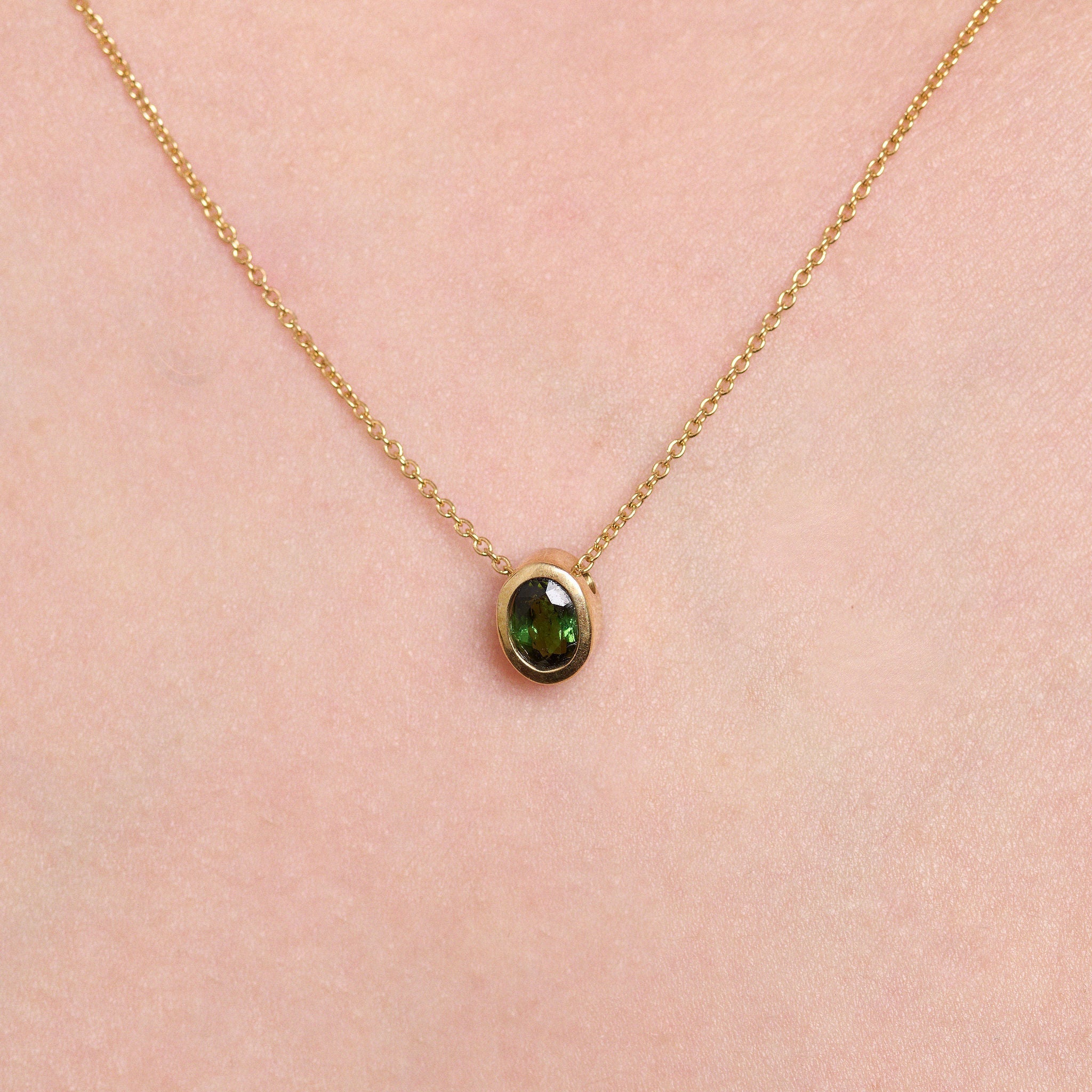 Green Tourmaline Bezel Necklace - Eliise Maar Jewellery