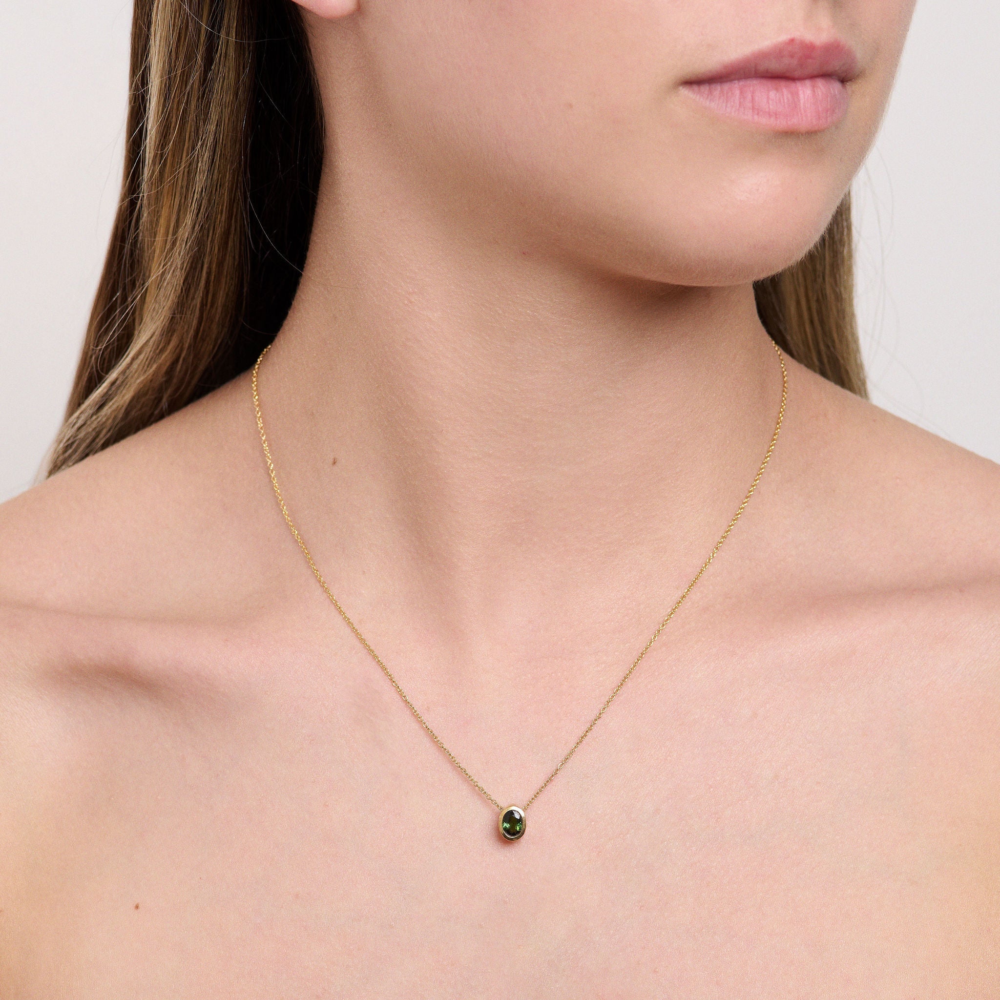 Green Tourmaline Bezel Necklace - Eliise Maar Jewellery