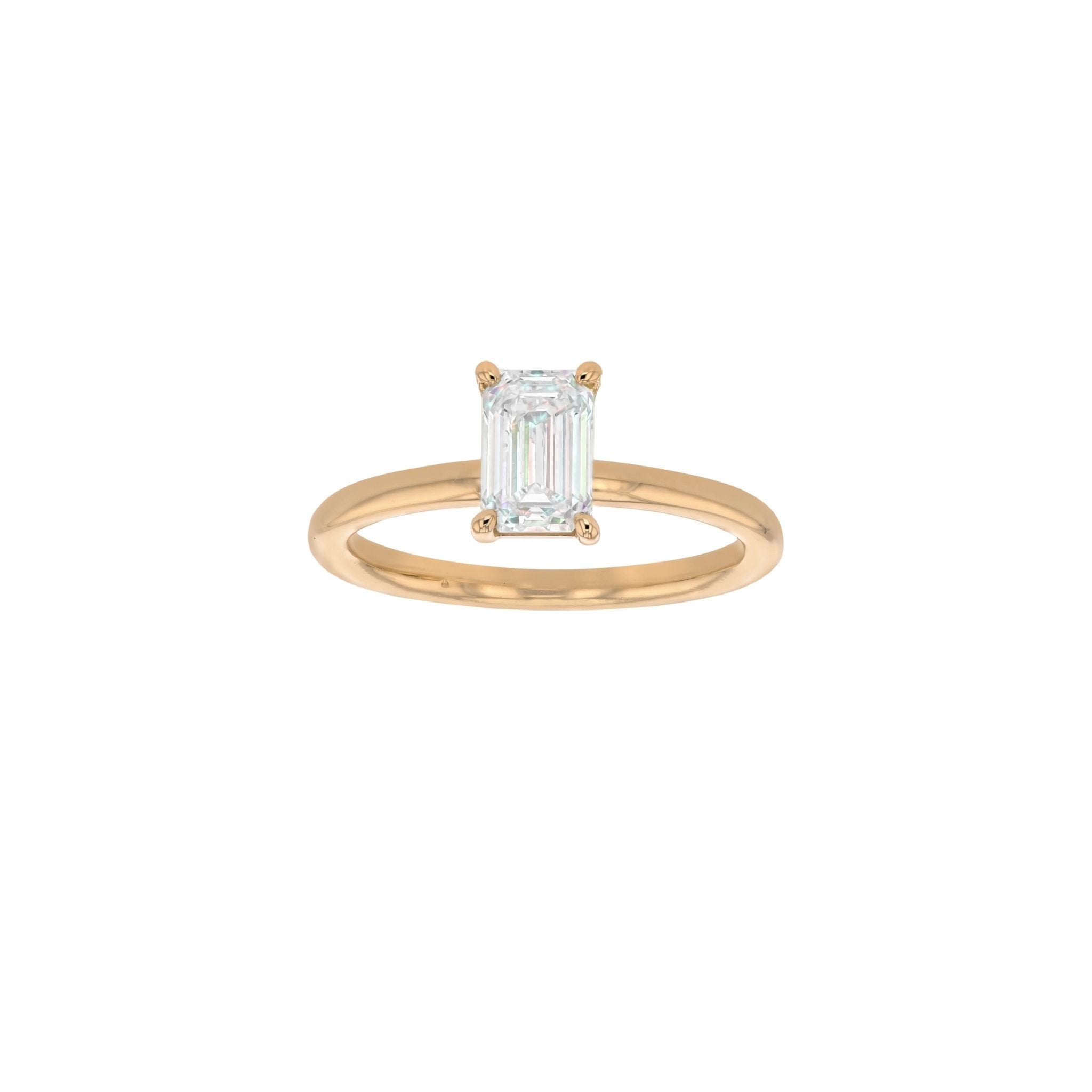 Olivia Emerald Cut Moissanite Solitaire - 18K Rose Gold - Size 16.00 (K) - Eliise Maar Jewellery