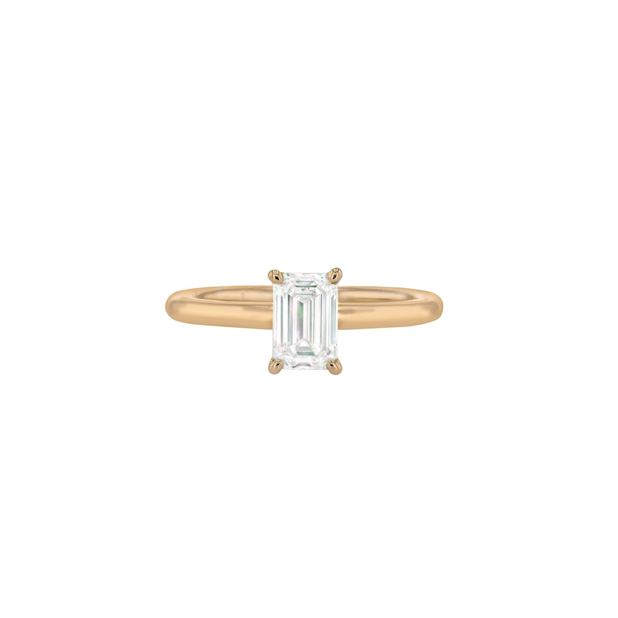 Olivia Emerald Cut Moissanite Solitaire - 18K Rose Gold - Size 16.00 (K) - Eliise Maar Jewellery