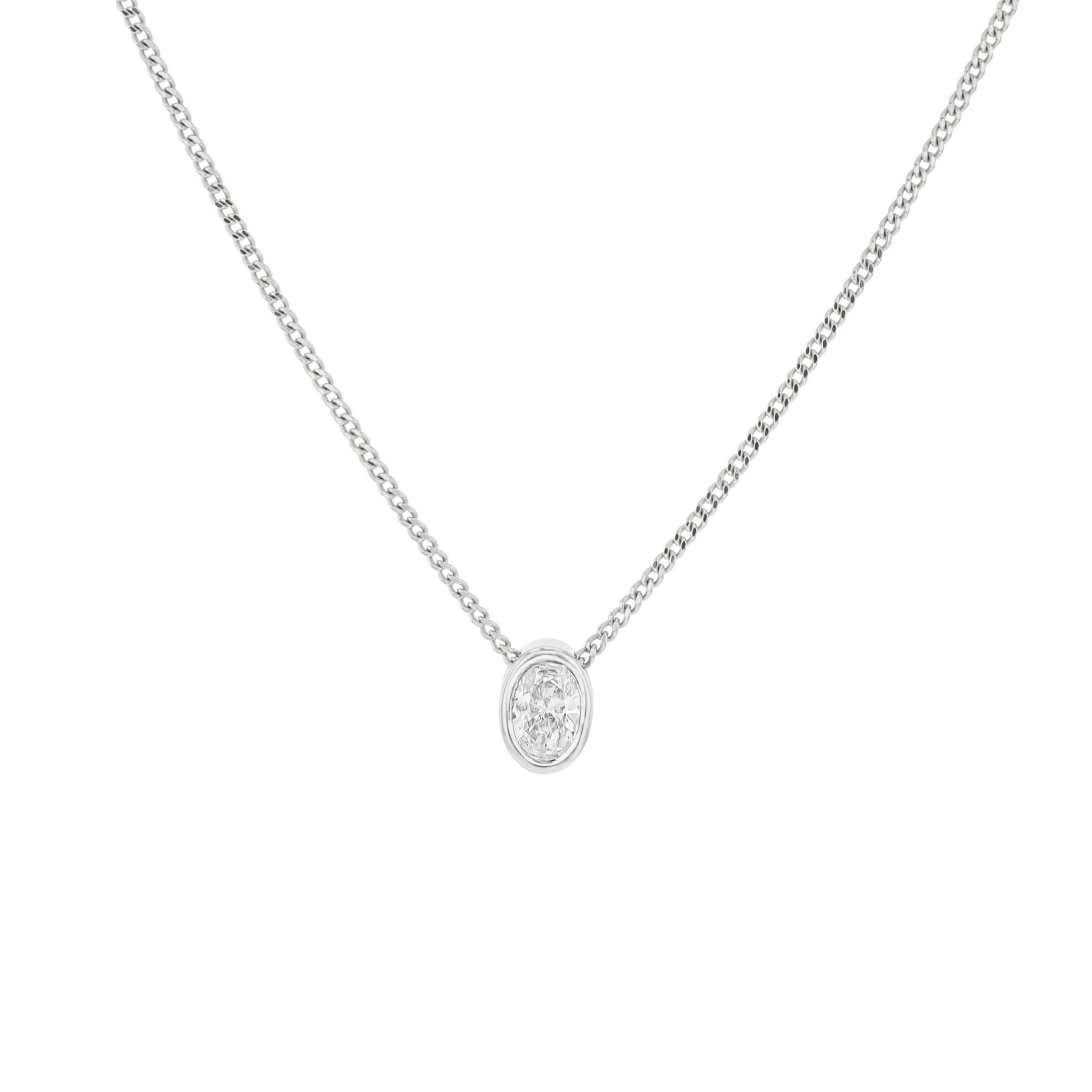 Oval Diamond Bezel Necklace - Eliise Maar Jewellery