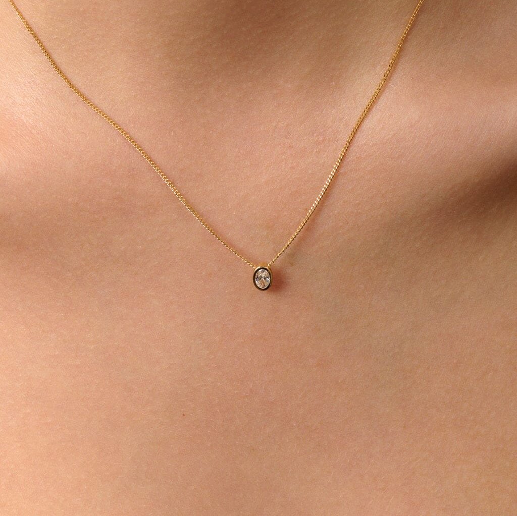 Oval Diamond Bezel Necklace - Eliise Maar Jewellery