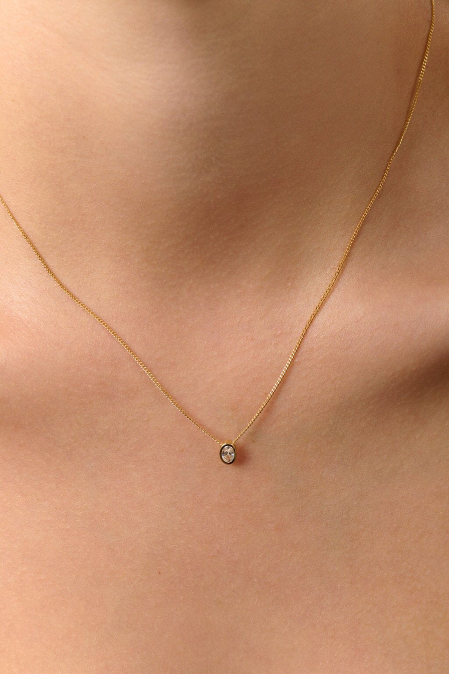 Oval Diamond Bezel Necklace - Eliise Maar Jewellery