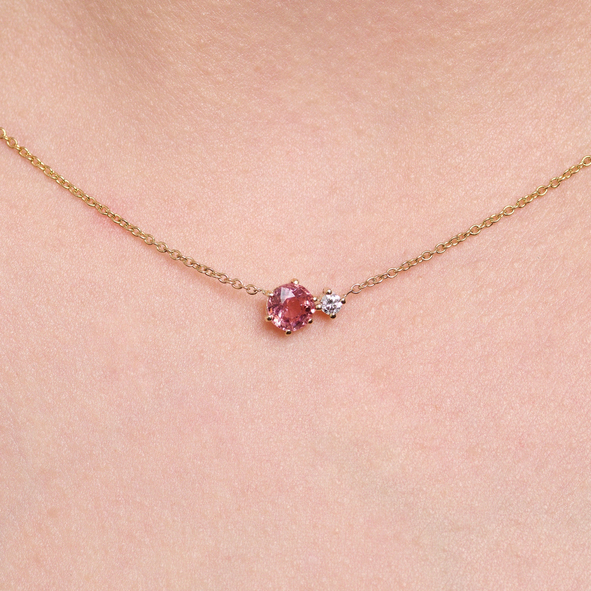 Pink Tourmaline And Diamond Necklace - Eliise Maar Jewellery