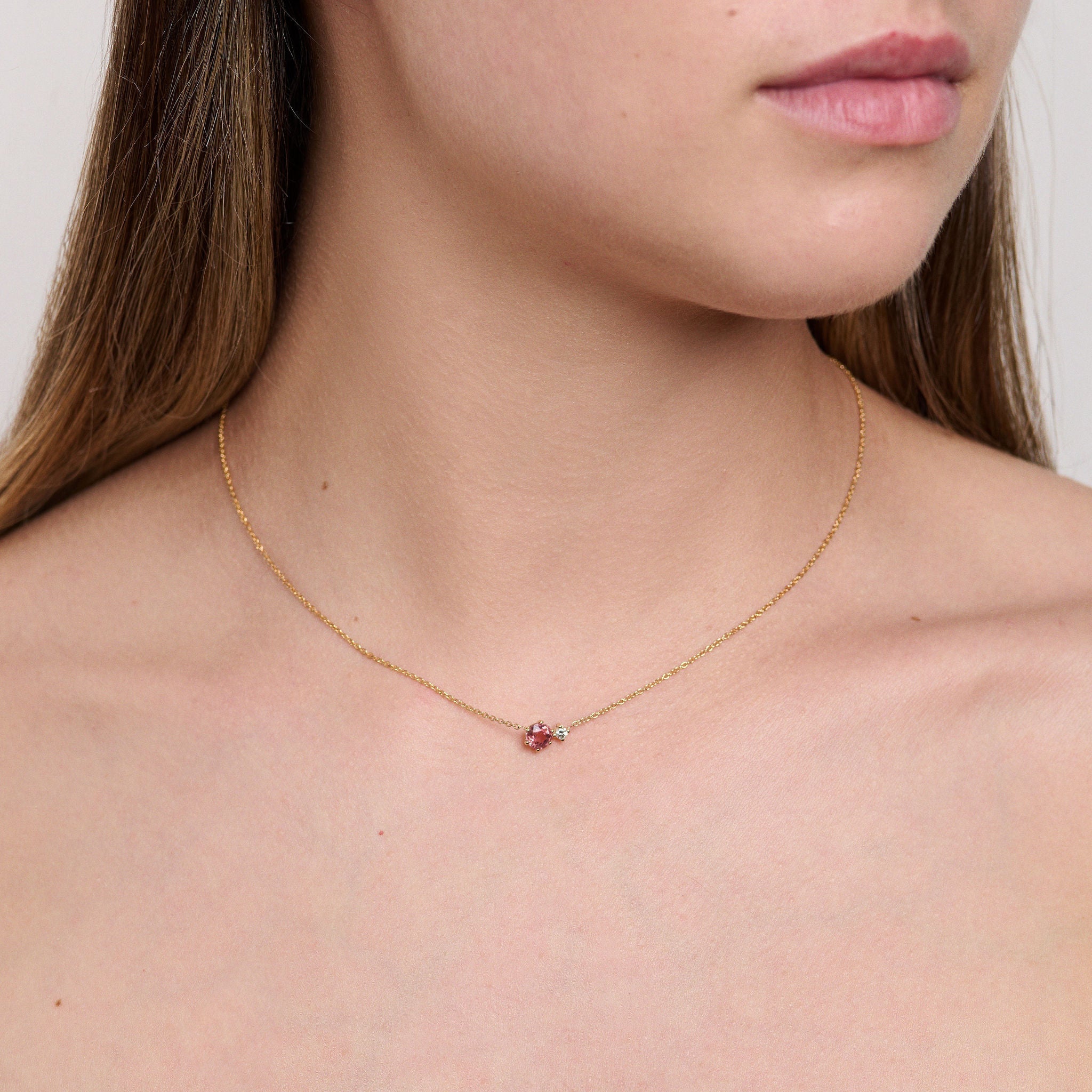 Pink Tourmaline And Diamond Necklace - Eliise Maar Jewellery