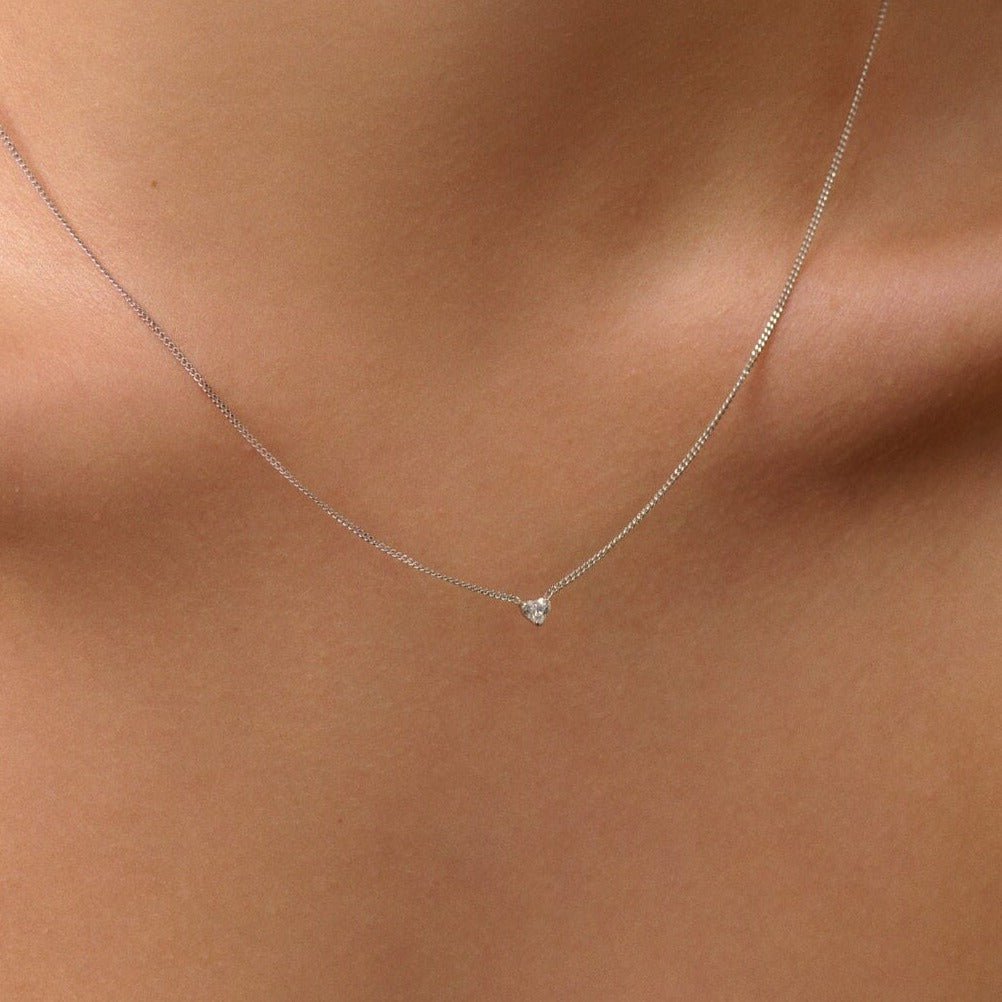 White Diamond Heart Necklace - White Diamond - 18K Yellow Gold - Eliise Maar Jewellery