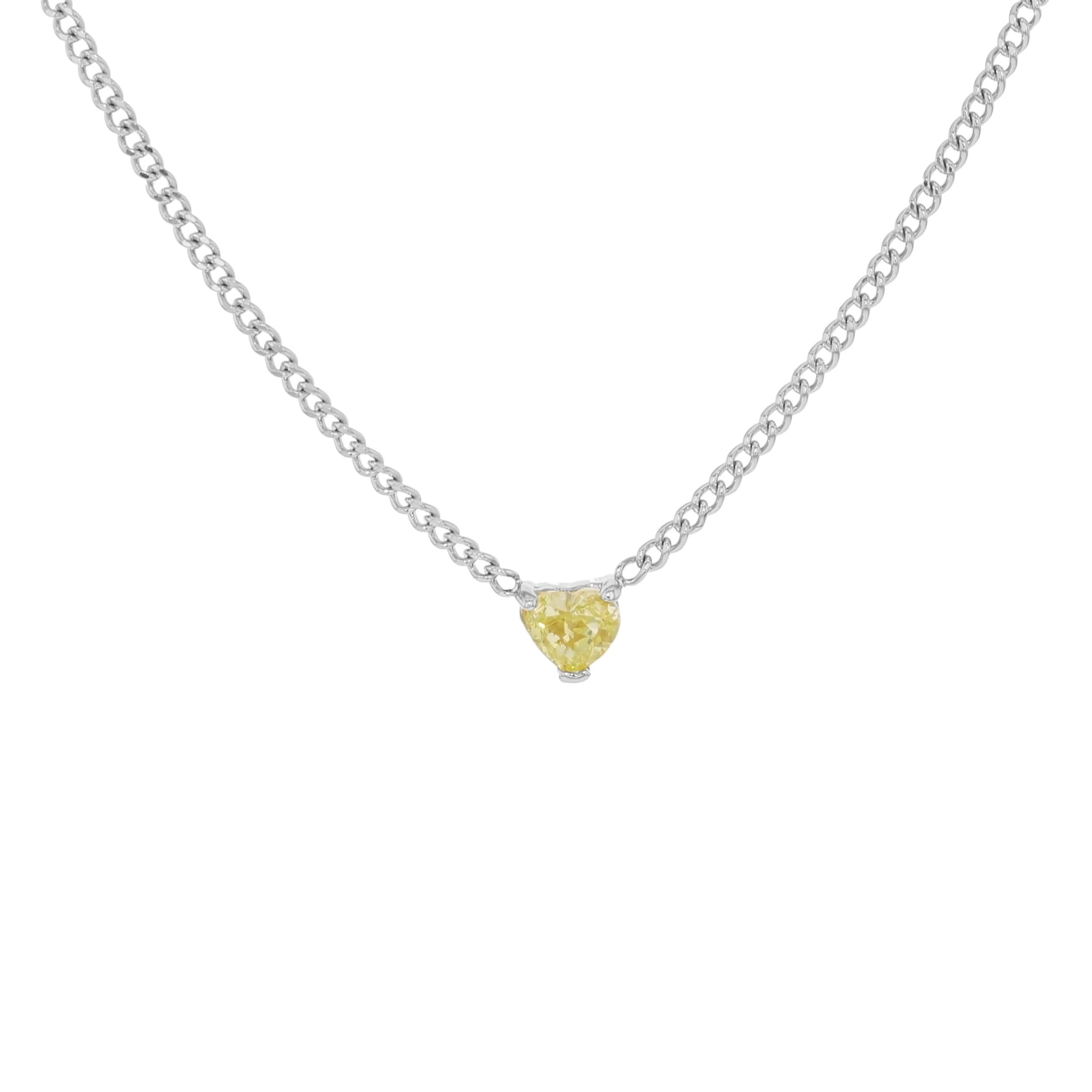 Yellow Diamond Heart Necklace - Limited Edition - 18K White Gold - Eliise Maar Jewellery