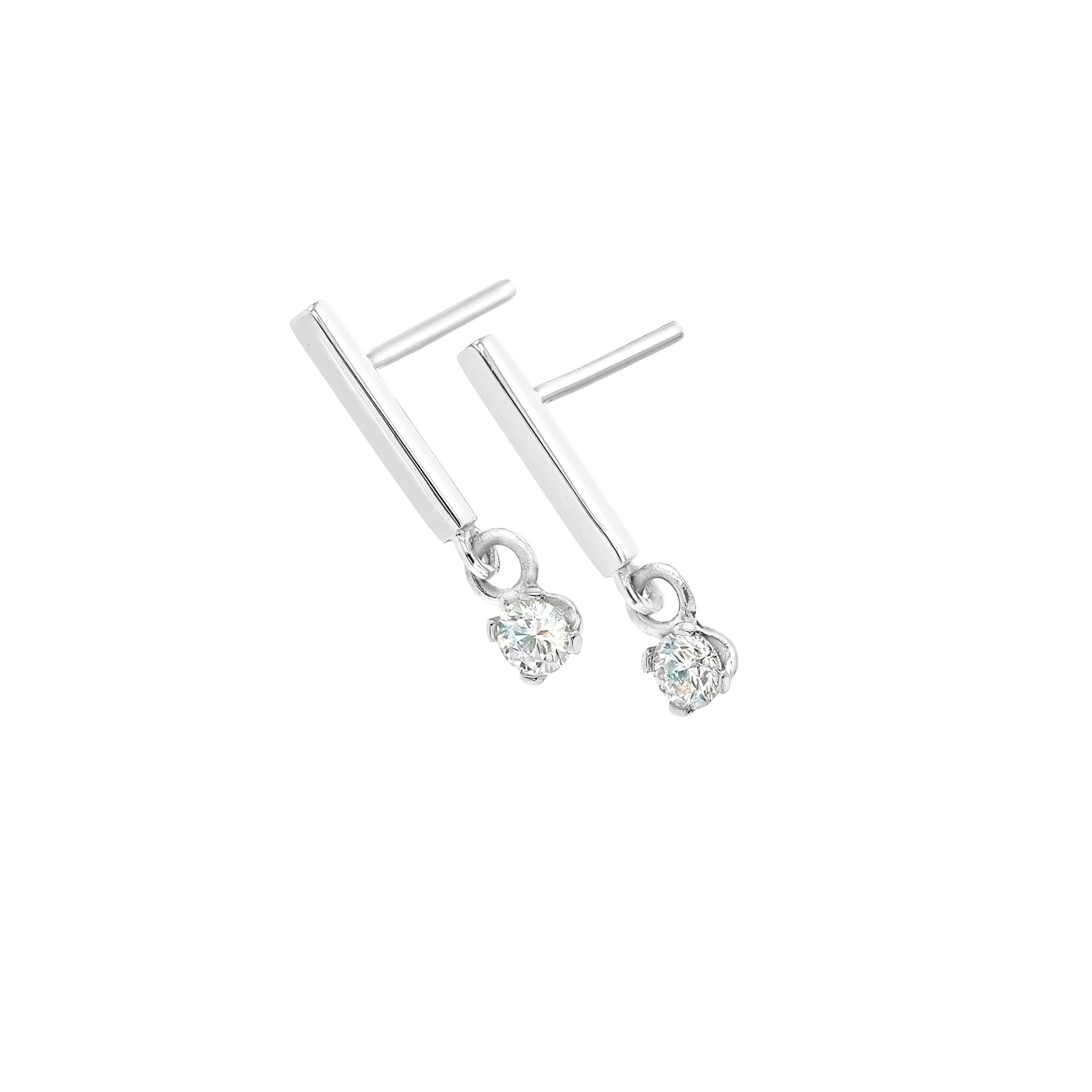 Diamond Gold Bar Earrings - Eliise Maar Jewellery