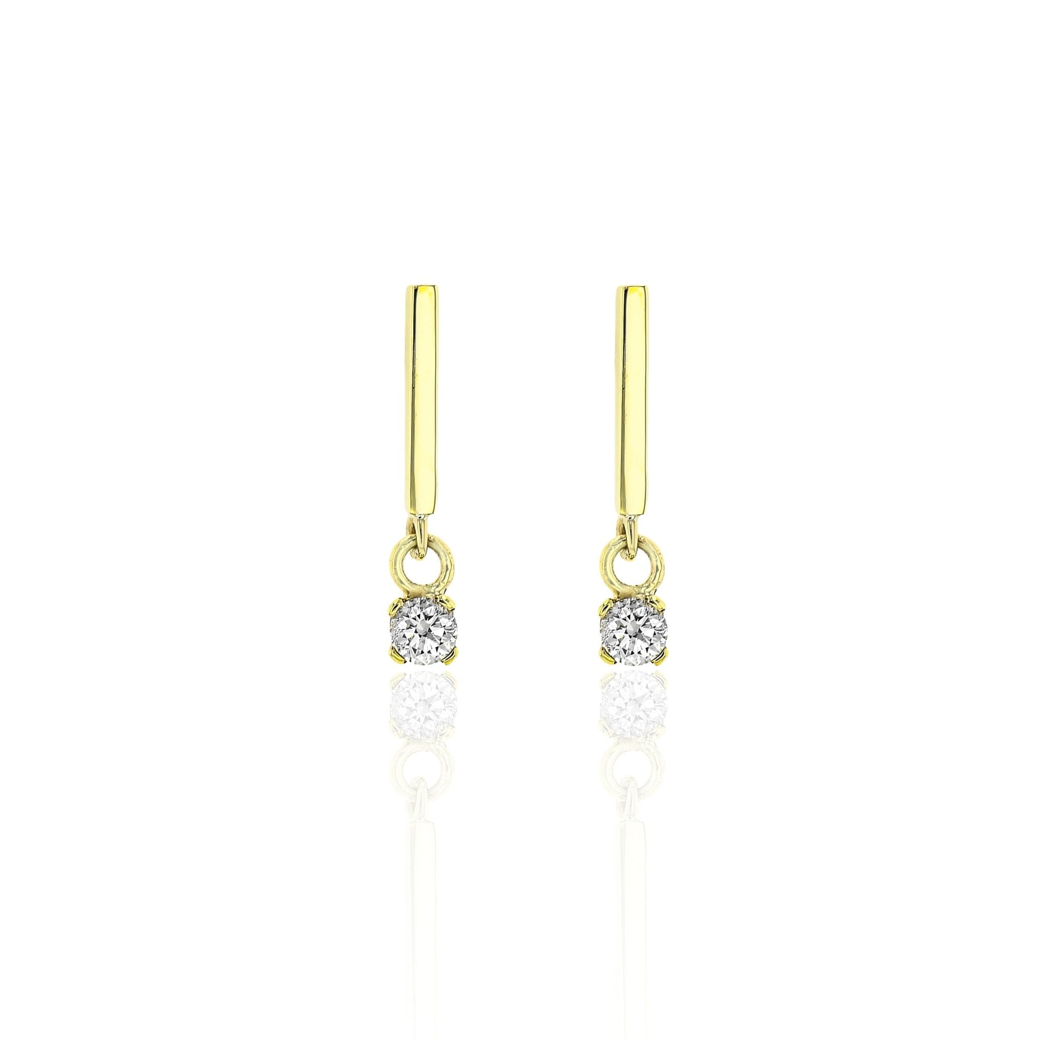 Diamond Gold Bar Earrings - Eliise Maar Jewellery