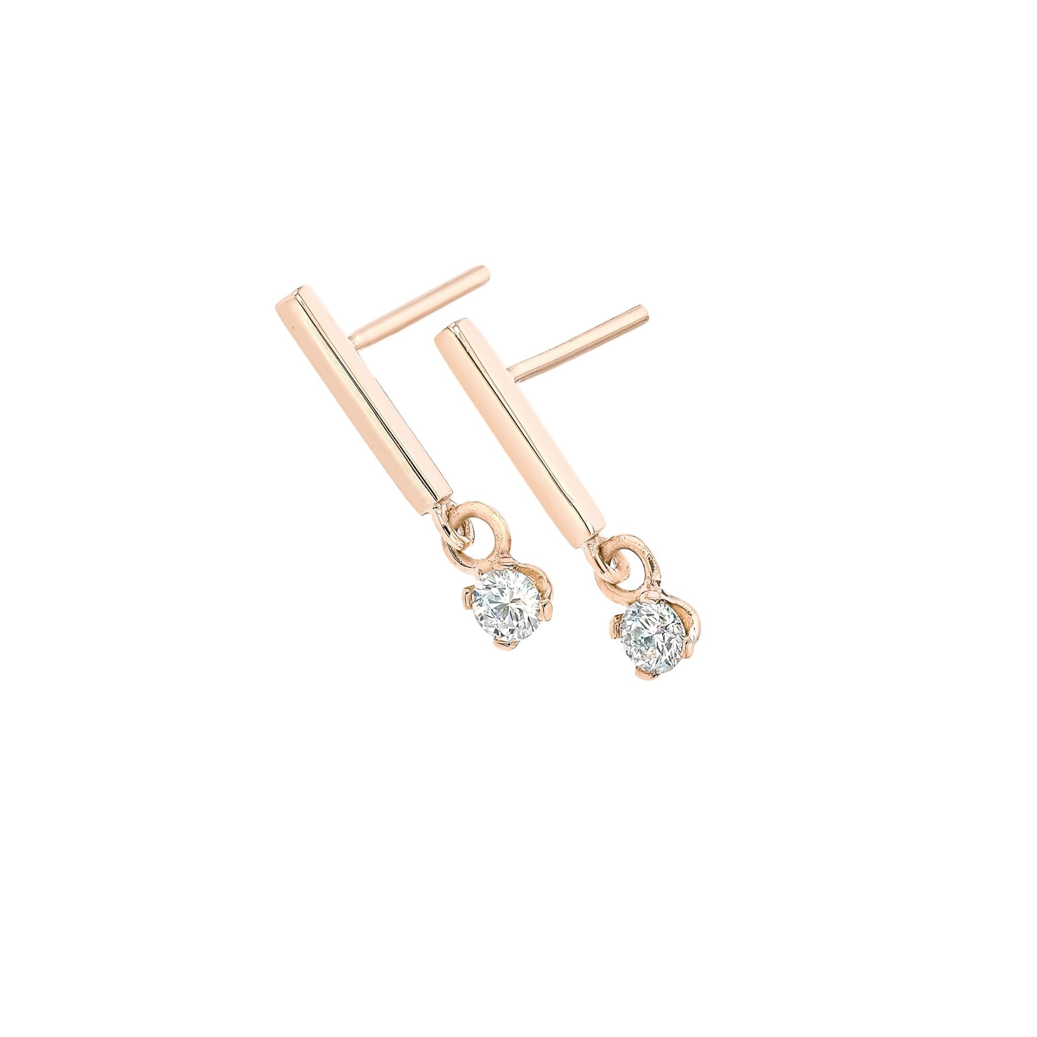 Diamond Gold Bar Earrings - Eliise Maar Jewellery