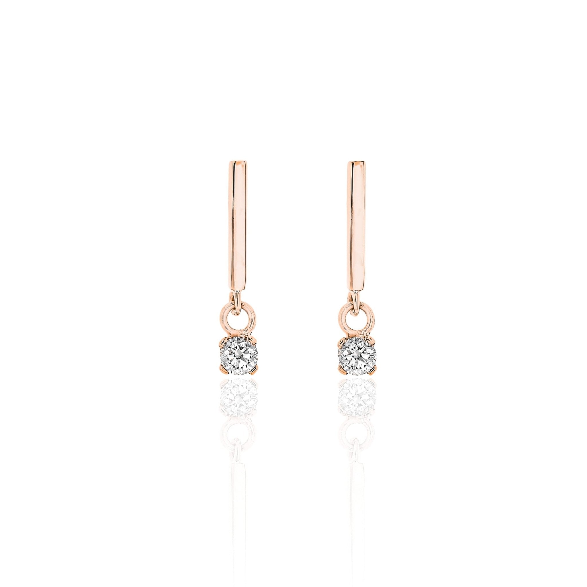 Diamond Gold Bar Earrings - Eliise Maar Jewellery