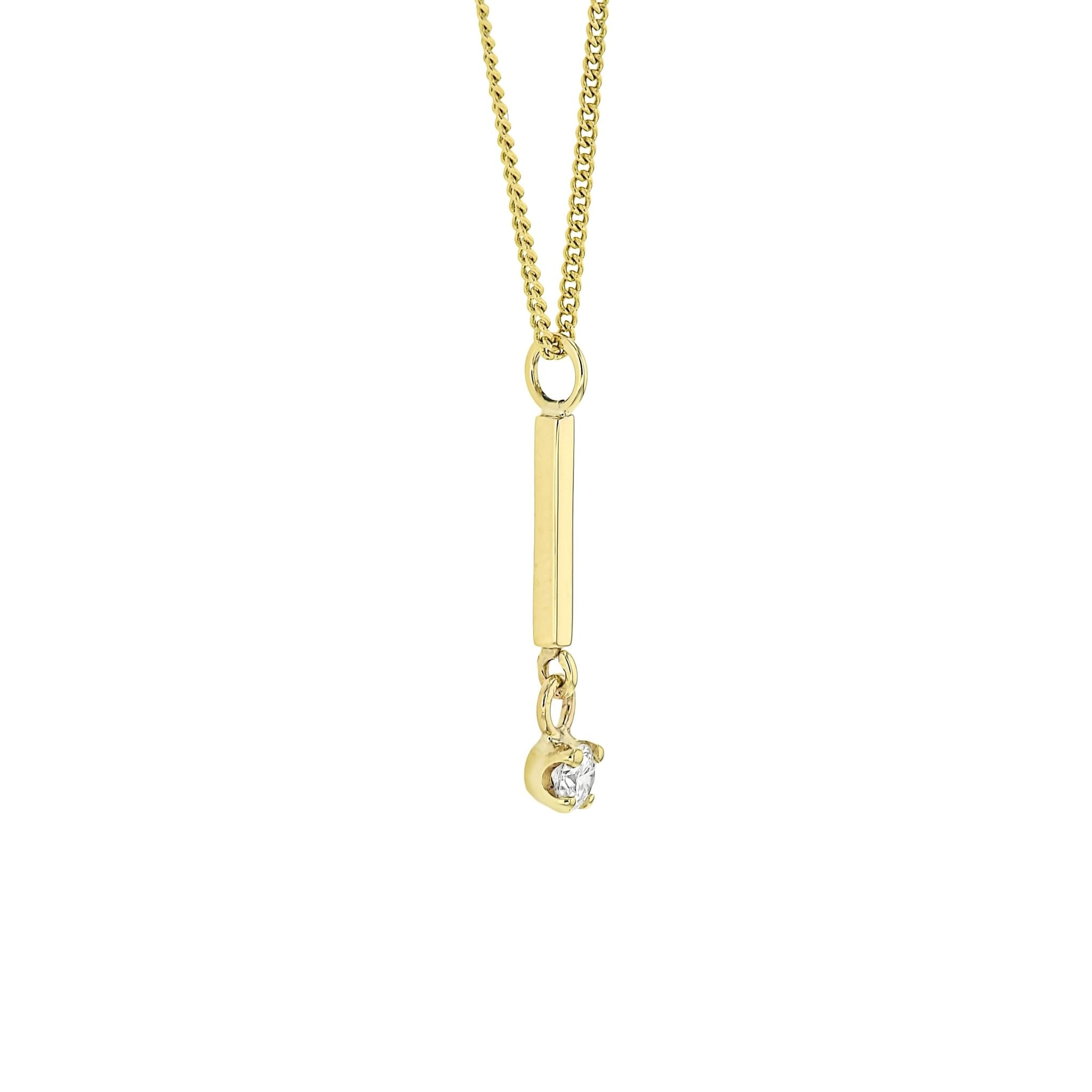 Diamond Gold Bar Necklace - Eliise Maar Jewellery