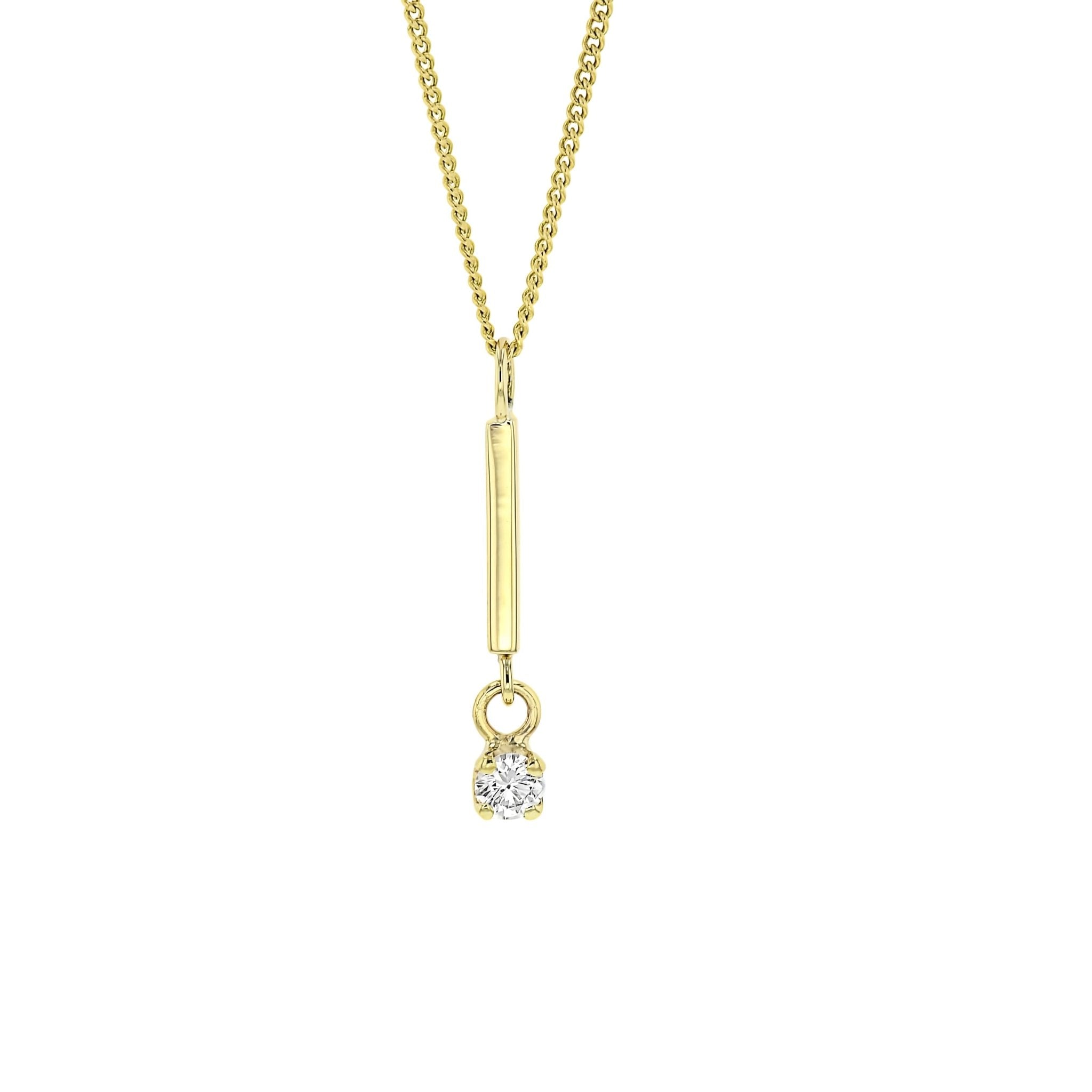 Diamond Gold Bar Necklace - Eliise Maar Jewellery