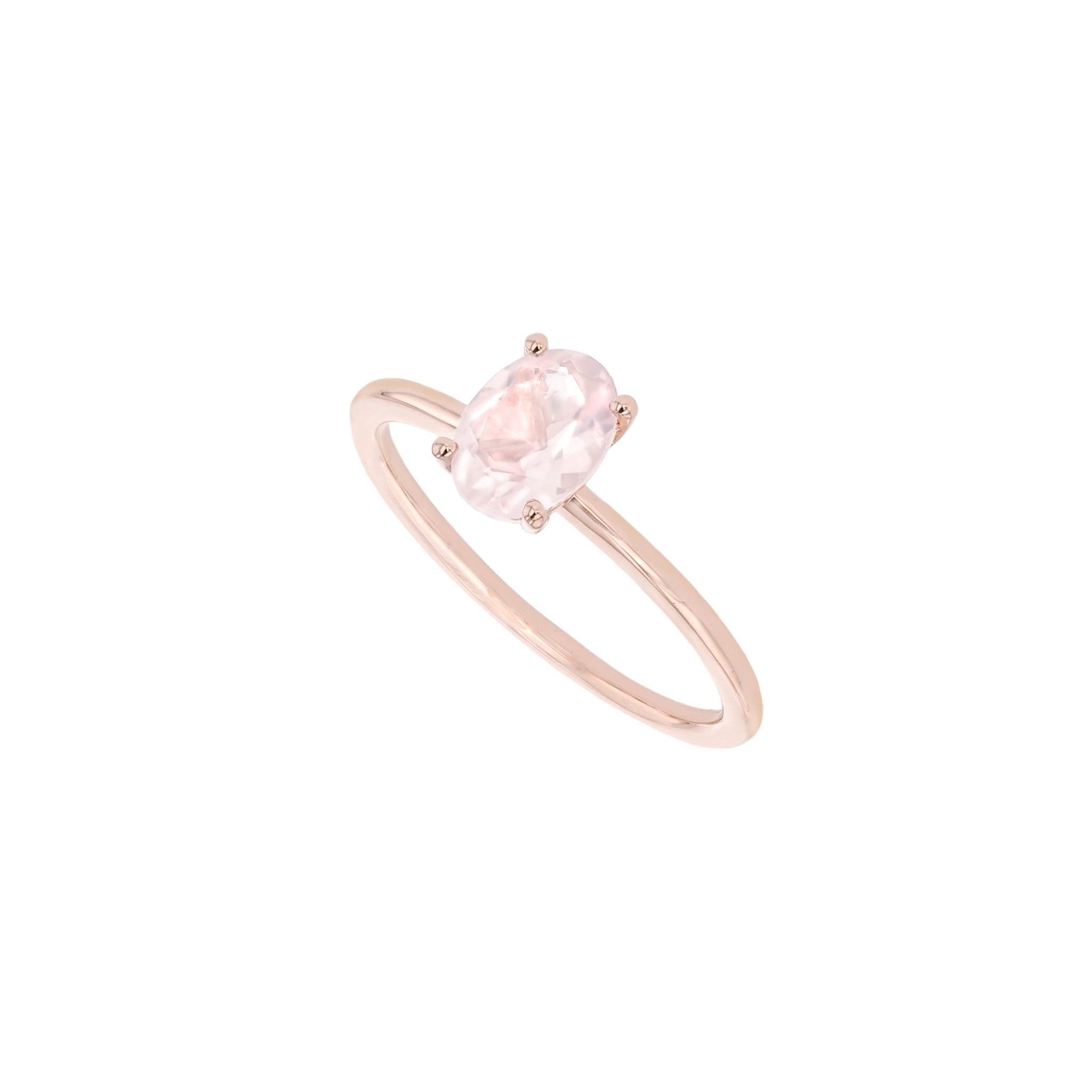 Grace Rose Quartz Solitaire - 18K Rose Gold - Eliise Maar Jewellery